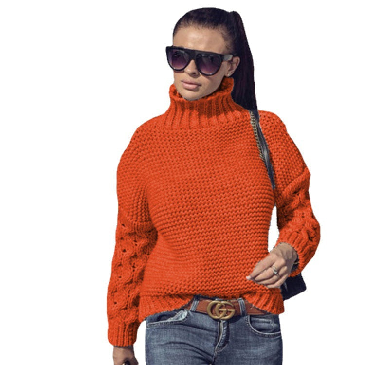 Damen Grobstrickpullover mit hohem Kragen und strukturierter Maschenoptik Drune