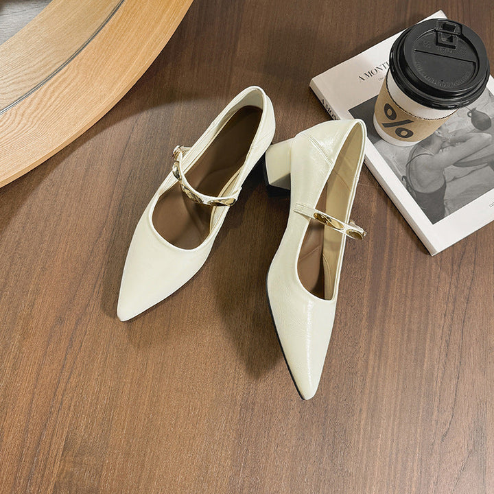 Damen Elegante Pumps mit modischem Riemen und komfortablem Blockabsatz Drune