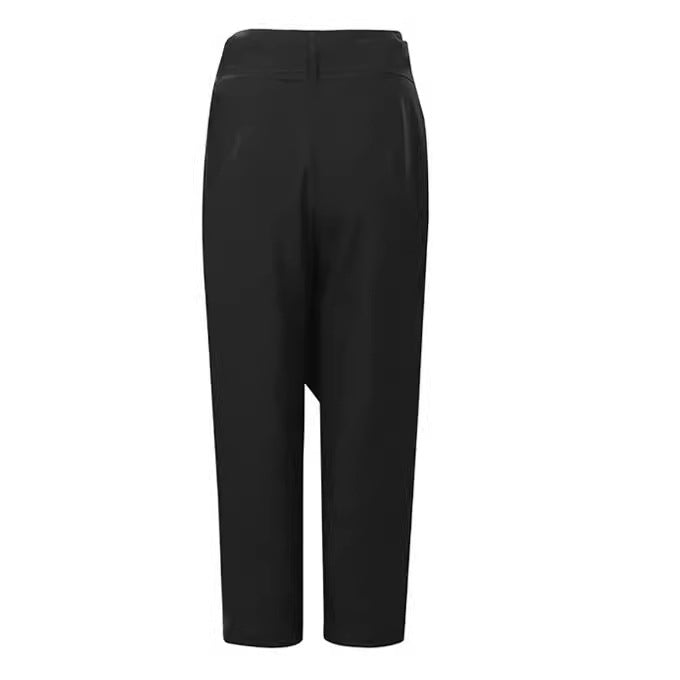 Damen nan Wickelhose aus Leinenmix mit hohem Taillenbund, überlappender Vorderseite und großzügiger Eingrifftasche Drune