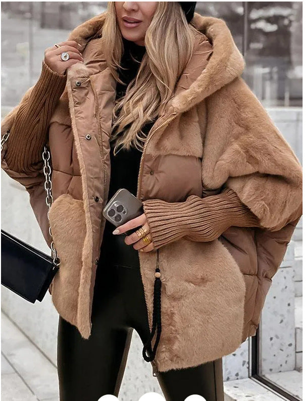 Damen Kuschelige Steppjacke mit abnehmbarer Kapuze und warmem Fleeceeinsatz Drune