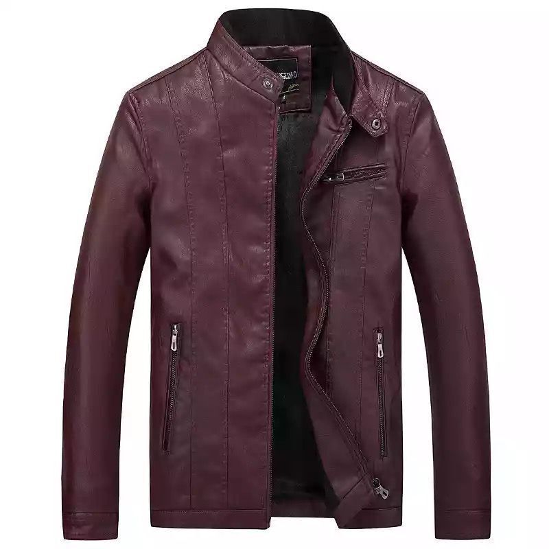 Herren trendige Kunstlederjacke mit feinen Steppdetails Drune