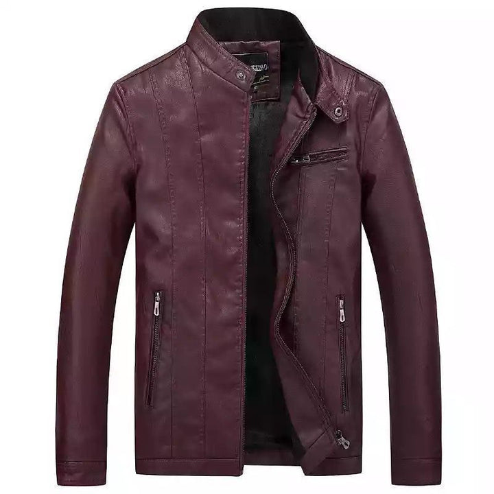 Herren trendige Kunstlederjacke mit feinen Steppdetails Drune