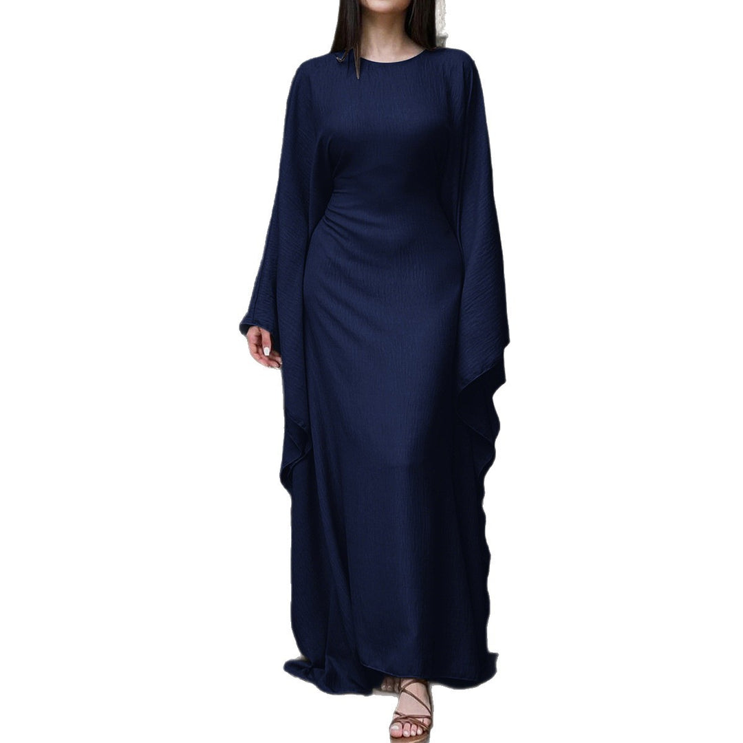 Damen nan fließendes Maxikleid mit weiten drapierten Ärmeln aus Viskosemix Drune