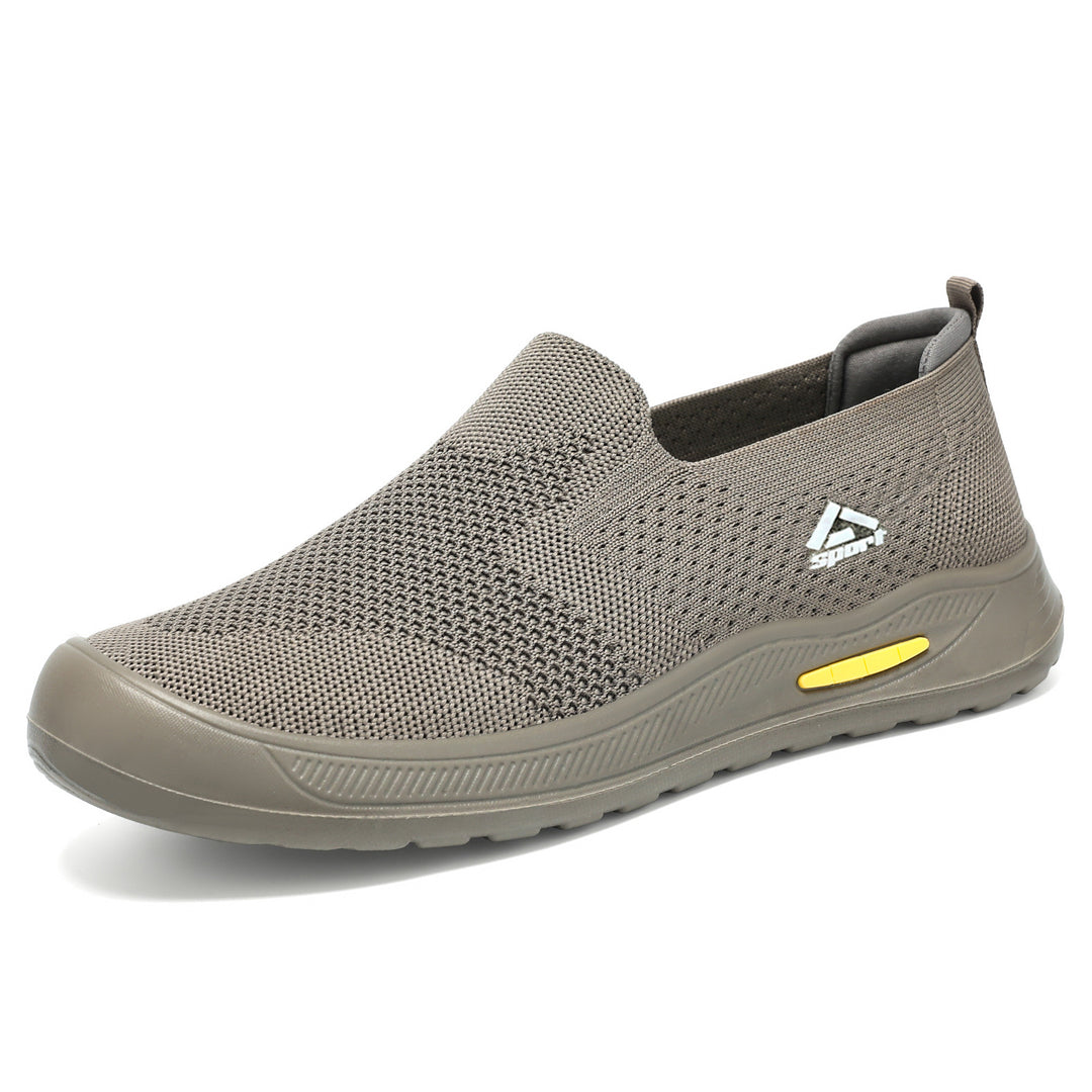 Herren nan atmungsaktiver Slip-On Arbeitsschuh mit nahtlosem Strickoberteil, stoßdämpfender EVA-Zwischensohle und rutschfester Gummilaufsohle Drune