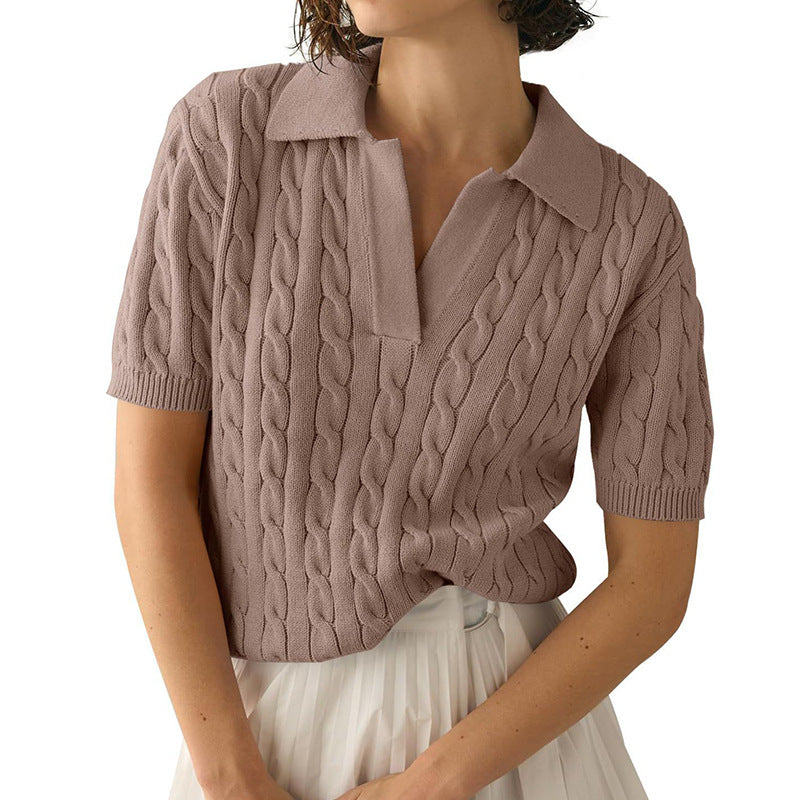 Drune | Polo-Kragen Twist Strickpullover