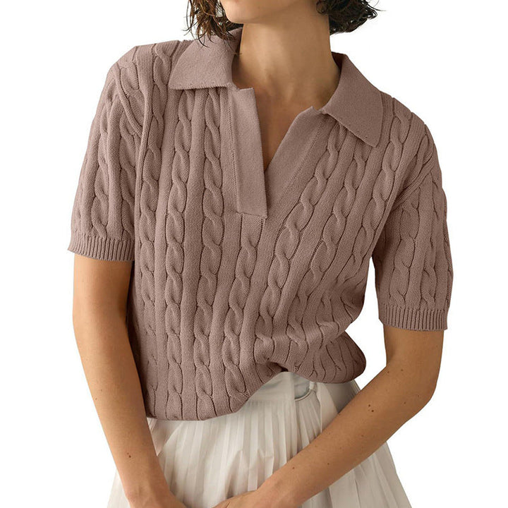 Drune | Polo-Kragen Twist Strickpullover
