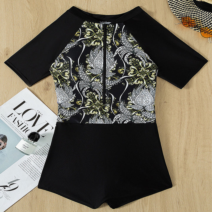Damen sportlicher Badeanzug mit elegantem Floral-Design Drune