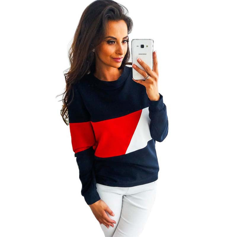 Damen Lässiger Sweatshirt mit modischem Farbblockdesign Drune