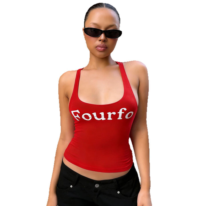 Damen Sportliches Crop-Top mit hohem Kragen und auffälligem Druck Drune