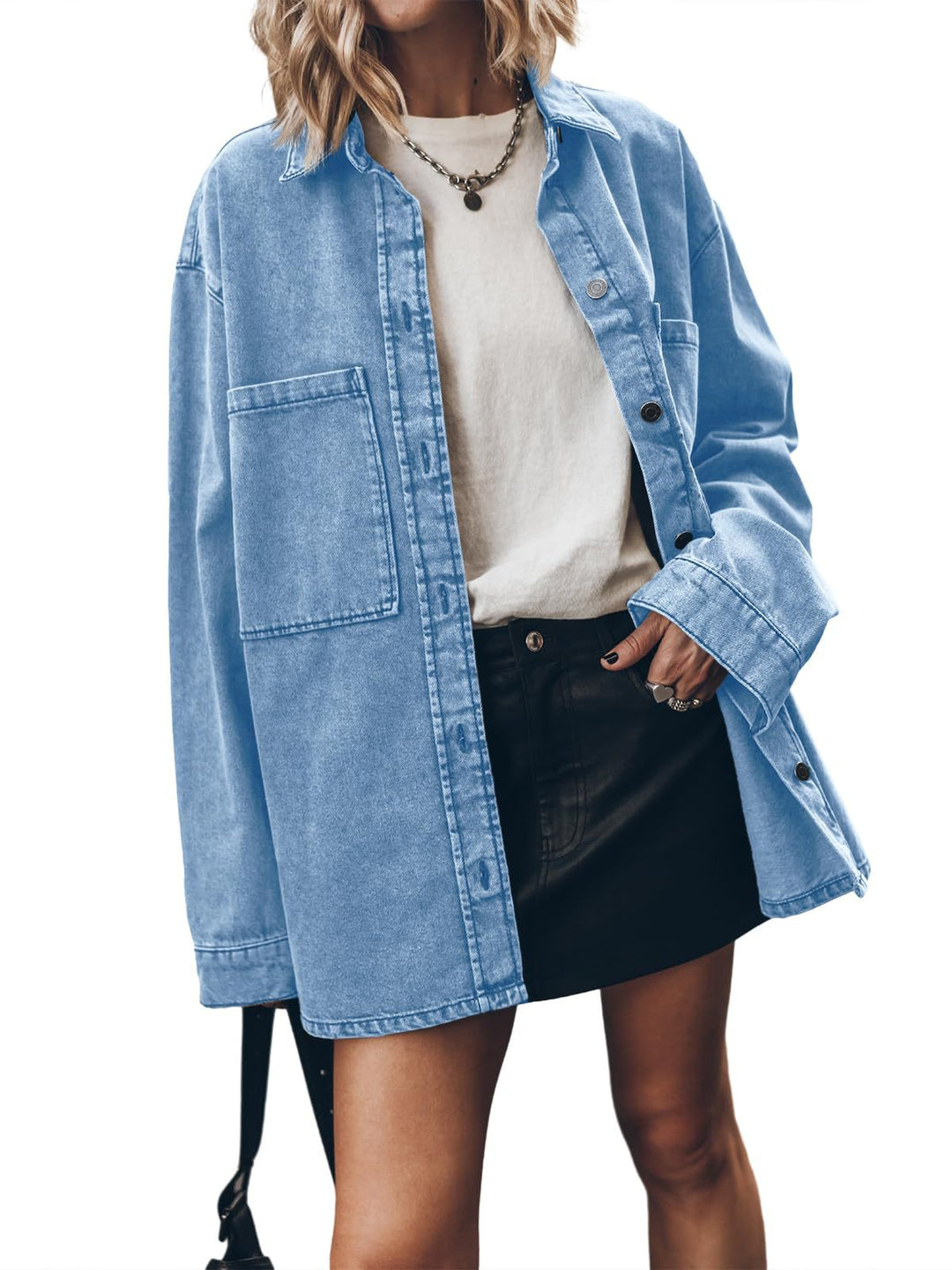 Damen Oversized Denim Hemdjacke Drune
