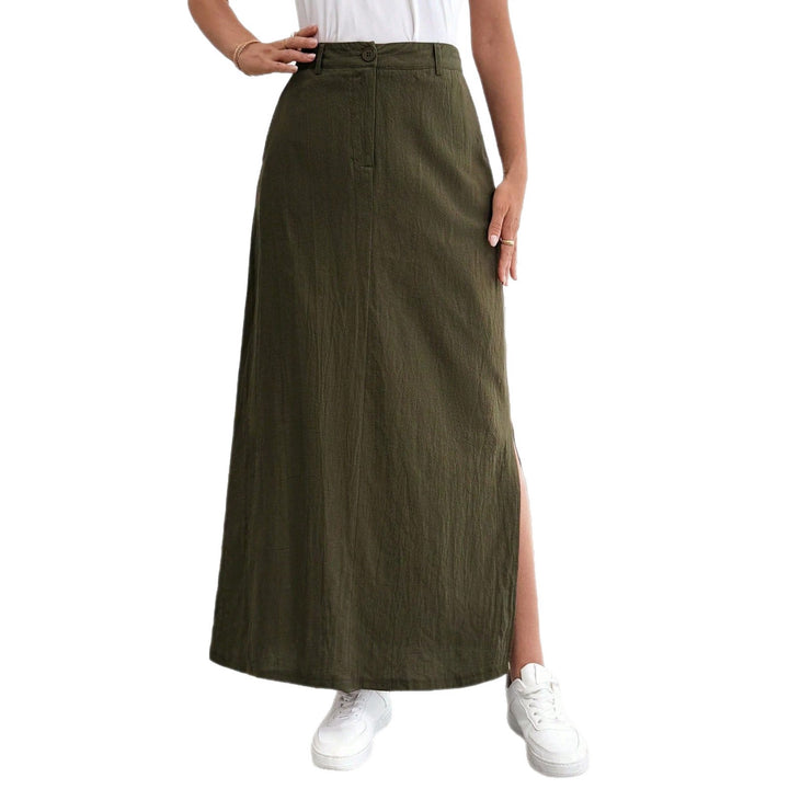 Damen Maxirock im lässigen Stil mit seitlichem Schlitz und hohem Taillenbund Drune
