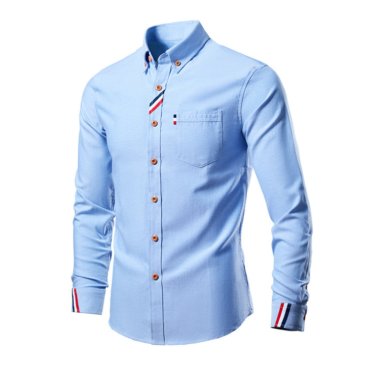Herren nan tailliertes Button-Down Hemd mit Brusttasche, elastischem Baumwollmix und kontraststreifen-Details Drune