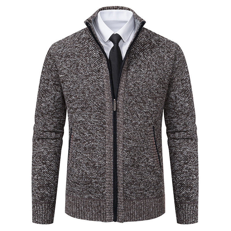 Herren elegante Strickjacke mit durchgehendem Reißverschluss und strukturiertem Design Drune