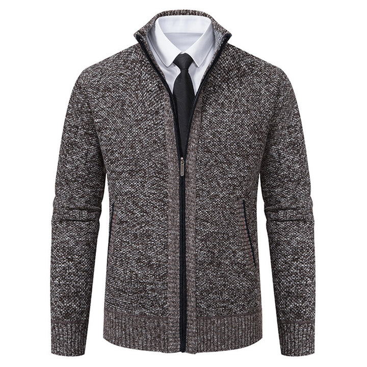 Herren elegante Strickjacke mit durchgehendem Reißverschluss und strukturiertem Design Drune