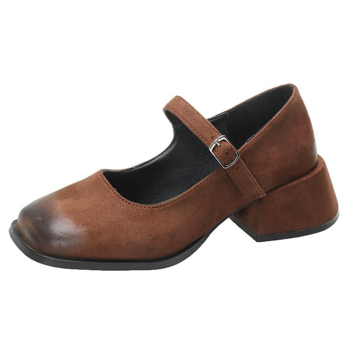 Damen klassische Mary Jane Schuhe mit verstellbarem Riemen und blockiertem Absatz Drune