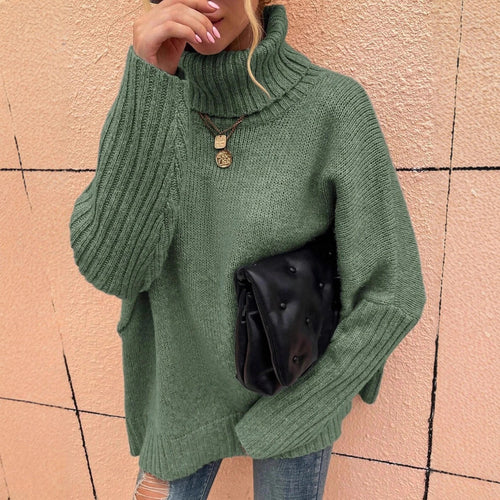 Damen Großer Kuschelpullover mit Rollkragen und Rippdetails Drune