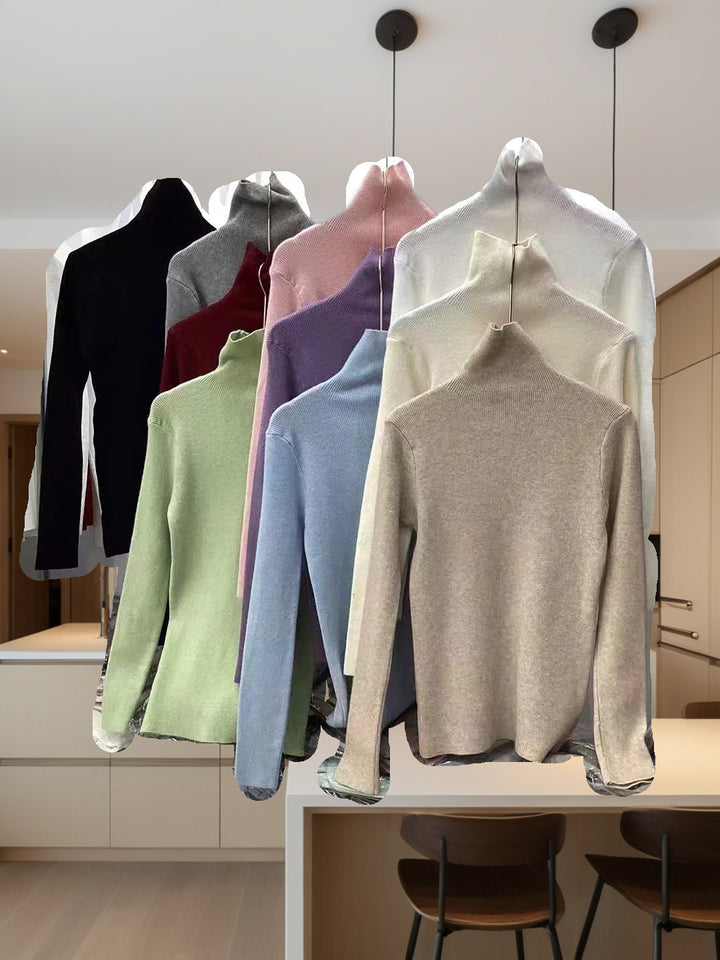 Damen Stehkragenpullover aus feinem Rippstrick Drune