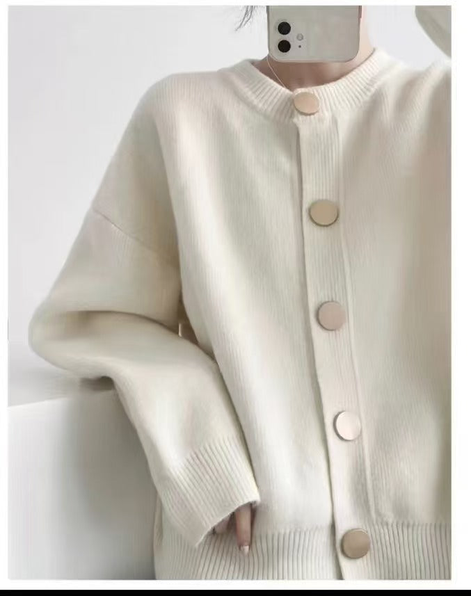 Damen Kuschelige Strickjacke mit großen Knöpfen und elegantem Design Drune