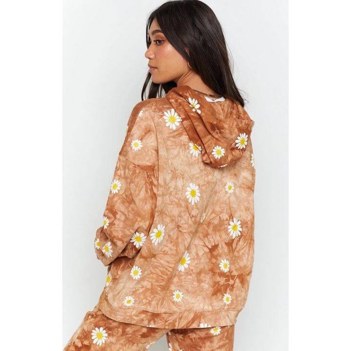 Damen Oversized Kapuzenpullover mit floralem Muster Drune