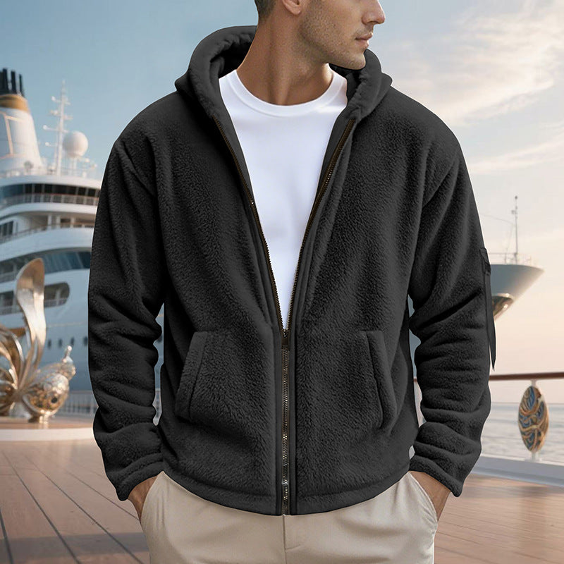 Herren kuscheliger Fleece-Hoodie mit glänzendem Reißverschluss und praktischen Taschen Drune