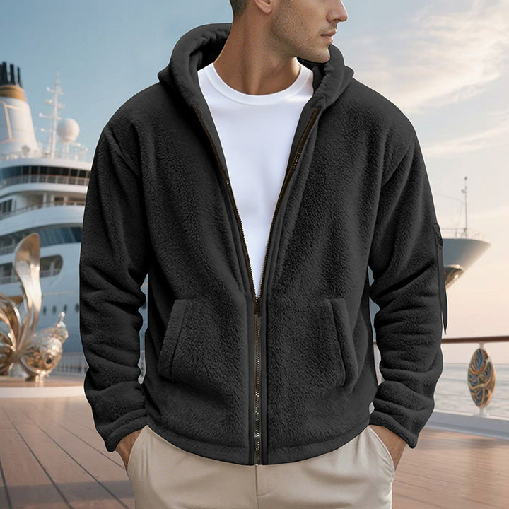 Herren kuscheliger Fleece-Hoodie mit glänzendem Reißverschluss und praktischen Taschen Drune