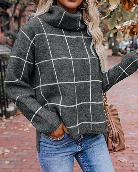 Damen Kariertes Hoodie mit Taschen und lässigem Schnitt Drune