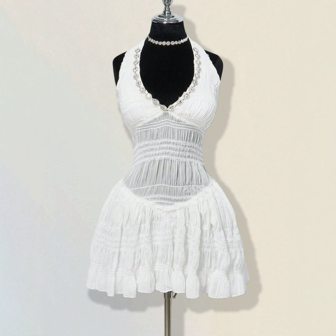 Damen Sommerliches Kleid im romantischen Vintage-Stil mit raffinierten Falten Drune