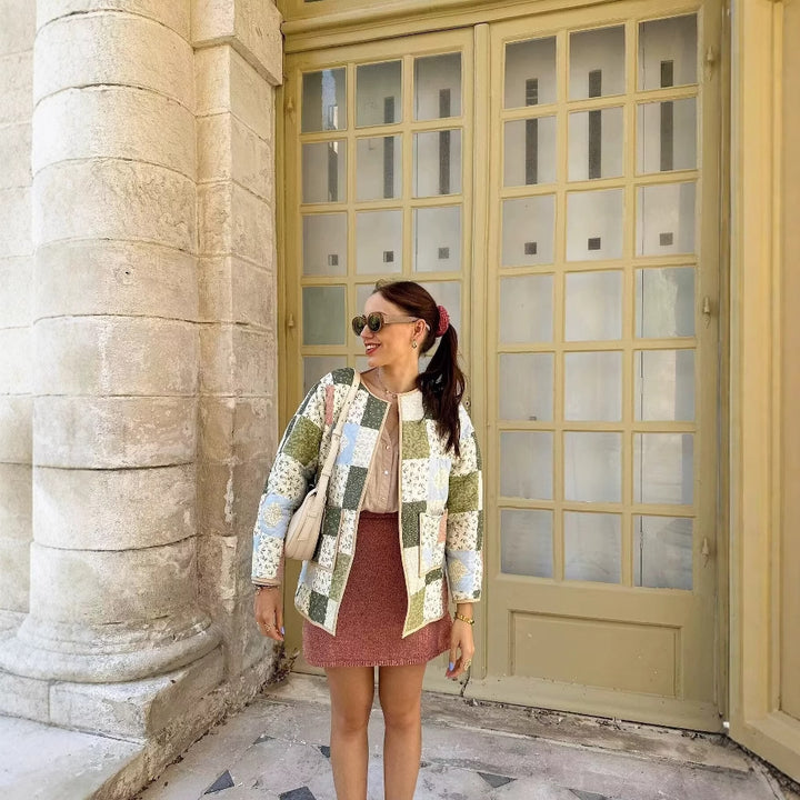 Damen gesteppte Patchwork-Jacke mit praktischen Taschen Drune