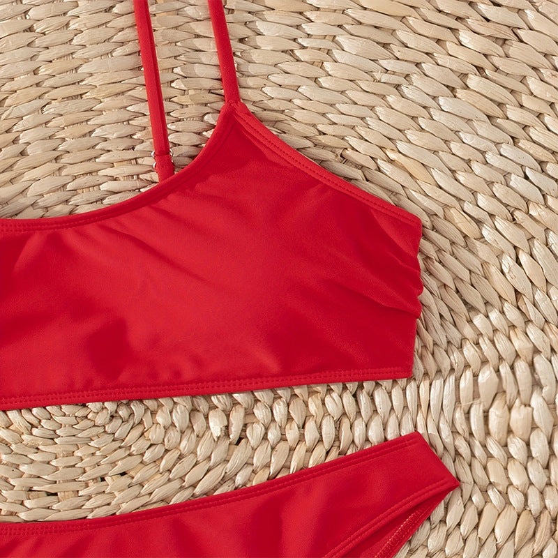 Damen Zweiteiliges Bikini-Set mit tiefem U-Ausschnitt und schmalen Trägern Drune