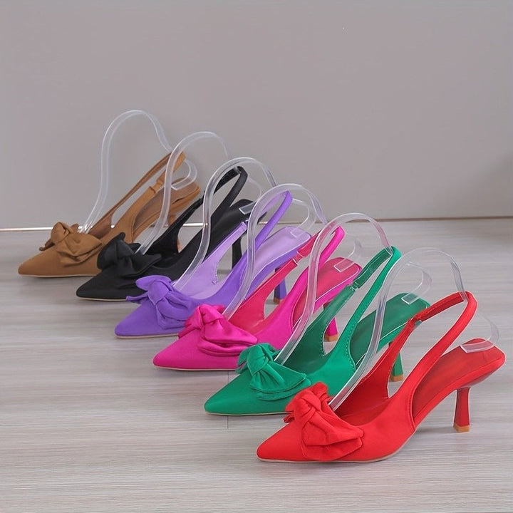 Damen elegante Slingback-Pumps mit dekorativem Schleifen-Detail Drune