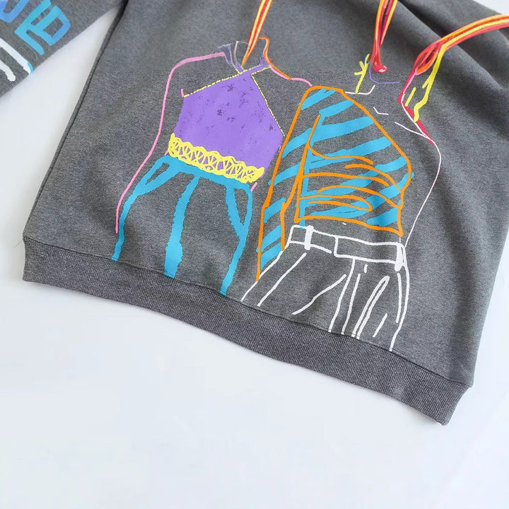 Damen trendiger Sweatshirt mit grafischen Designs Drune