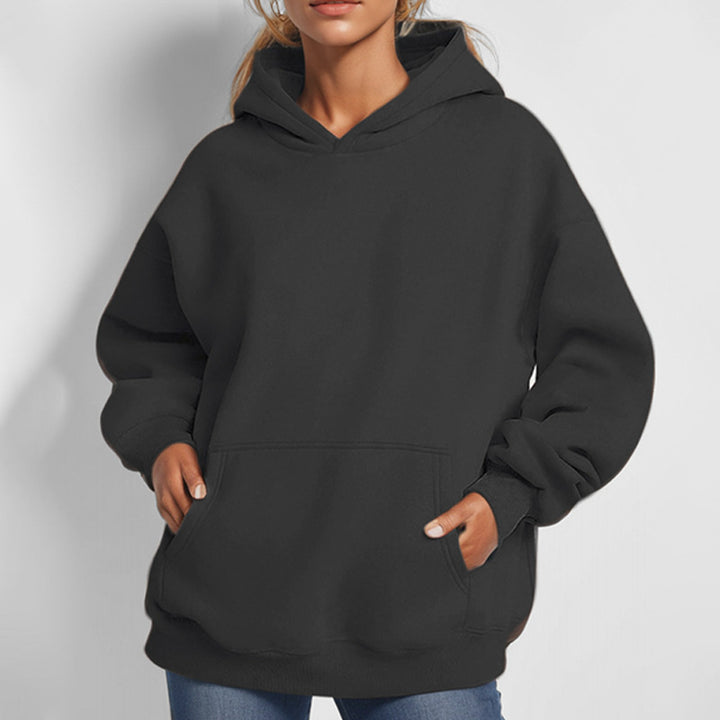 Damen nan extralanges Oversize Kapuzen-Sweatshirt mit Kängurutasche, weichem Fleece-Innenfutter und überschnittener Schulter Drune