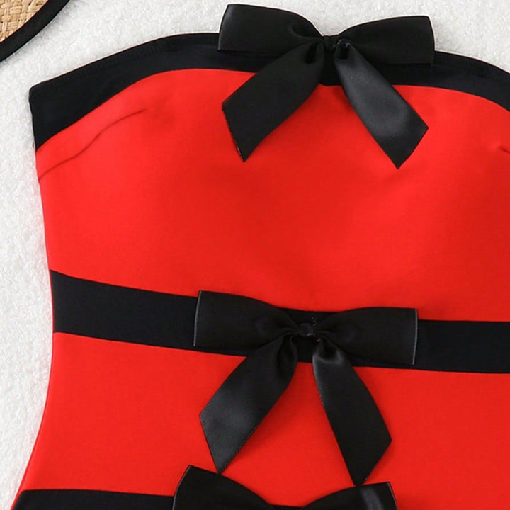 Damen Bandeau-Badeanzug mit dekorativen Schleifen Drune