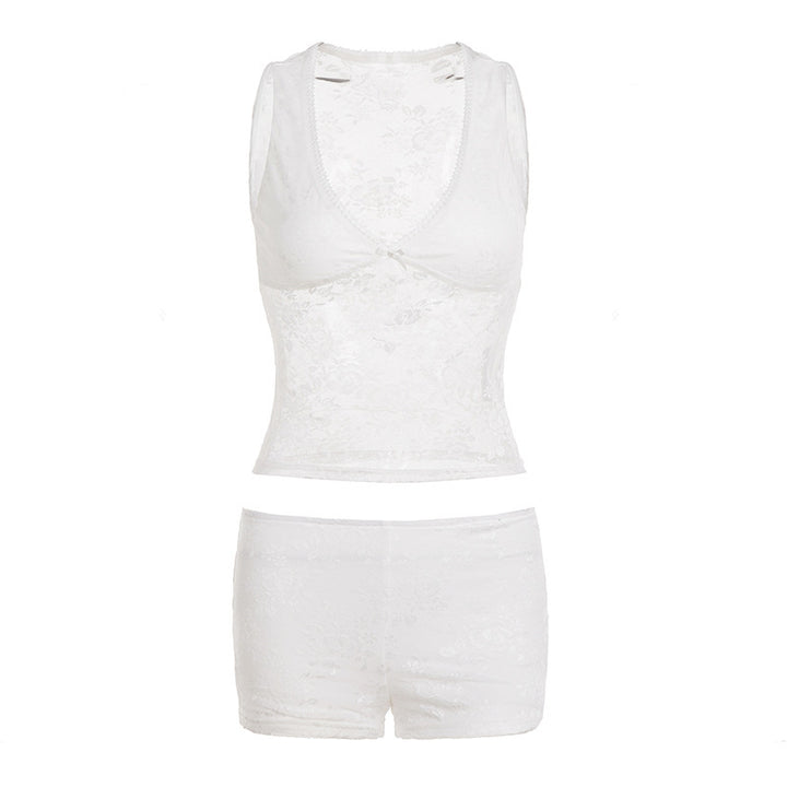 Damen Schlafanzug-Set aus Spitze mit zarten Details Drune