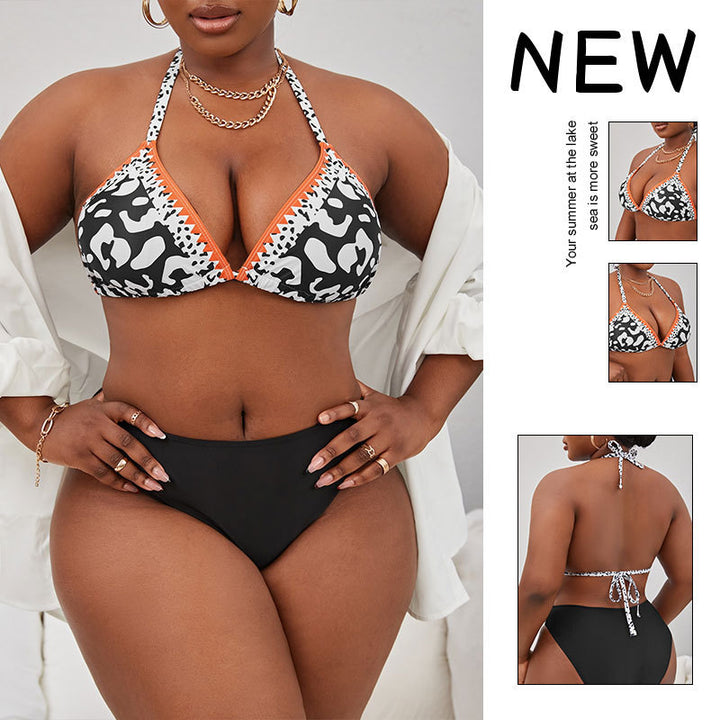 Damen Triangel-Bikini mit modernem Leodruck und verstellbaren Trägern Drune