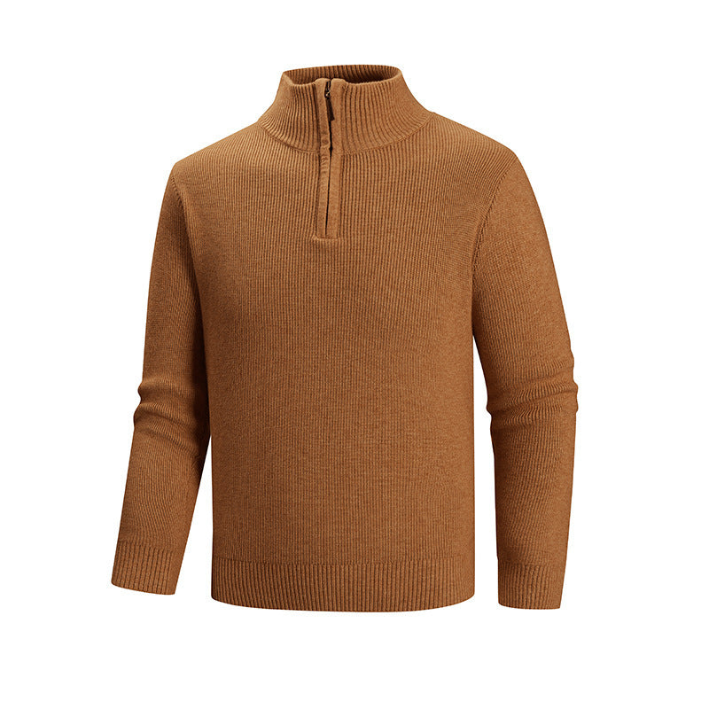 Herren modischer Strickpullover mit halbem Reißverschluss und strukturiertem Muster Drune