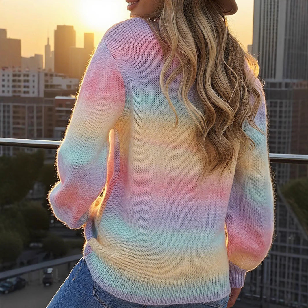 Damen modischer Pullover mit sanften Farbverlauf und relaxed Fit Drune