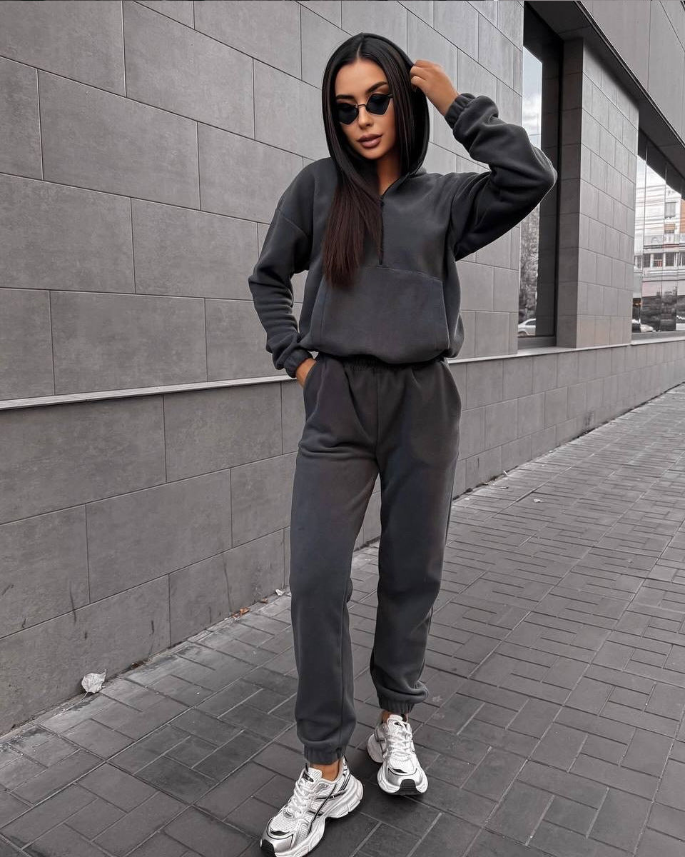 Damen Sportlicher Kapuzenpullover mit bequemen Jogginghosen Drune