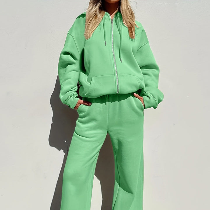 Damen Lässiges Freizeit-Set mit modernem Oversized Hoodie und weitem Hosenstil Drune