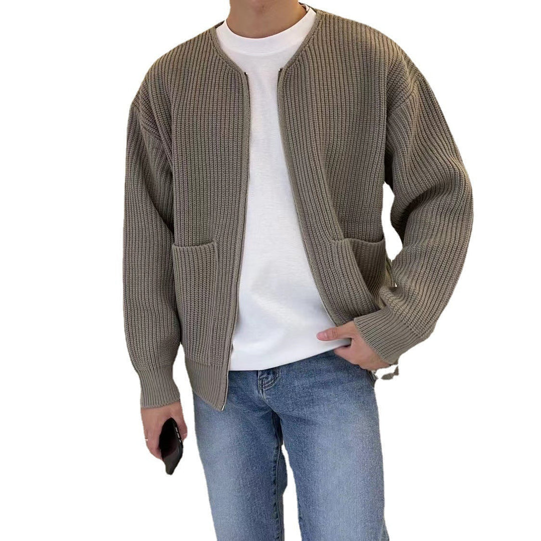 Drune | Strickjacke Lockere Passform Rippstrick Offene Vorderseite Weiches Wollgefühl
