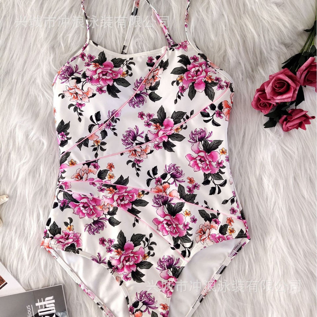 Damen Floraler Sportbadeanzug mit rückenfreier Silhouette Drune