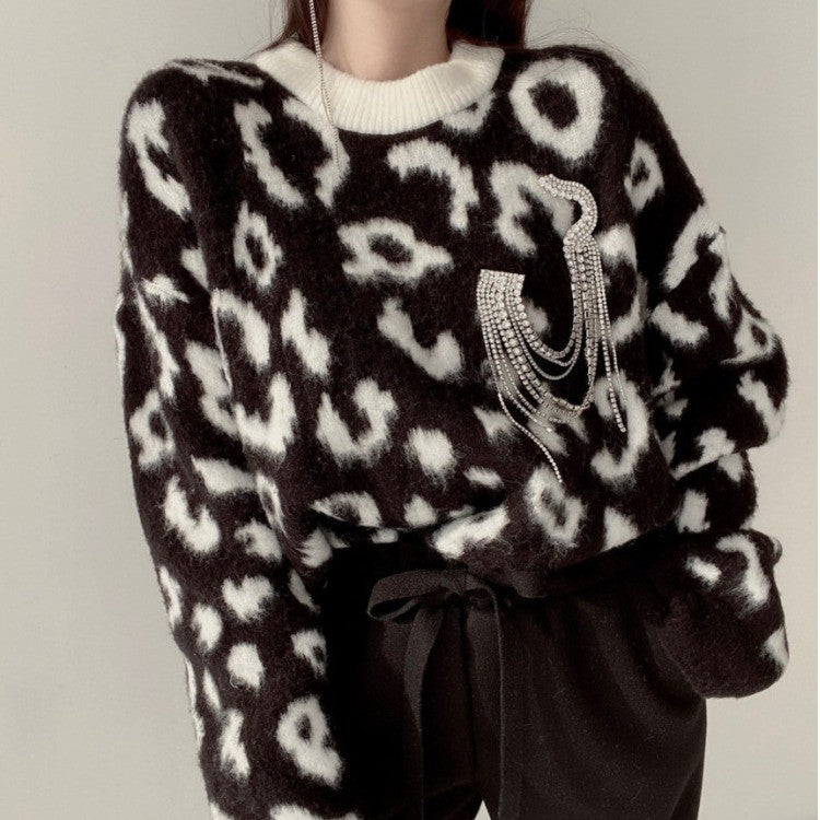 Damen Großer Pullover im Animal-Print Design Drune