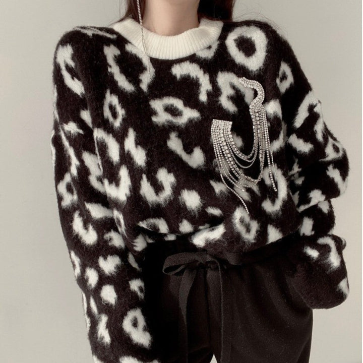 Damen Großer Pullover im Animal-Print Design Drune