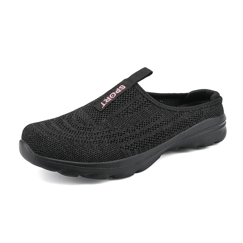 Damen nan gestrickter Mule-Sneaker mit offenem Fersenkragen, elastischem Einstieg und gepolsterter Laufsohle Drune