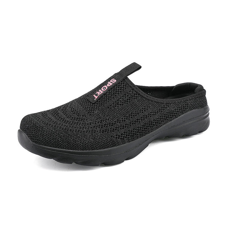 Damen nan gestrickter Mule-Sneaker mit offenem Fersenkragen, elastischem Einstieg und gepolsterter Laufsohle Drune