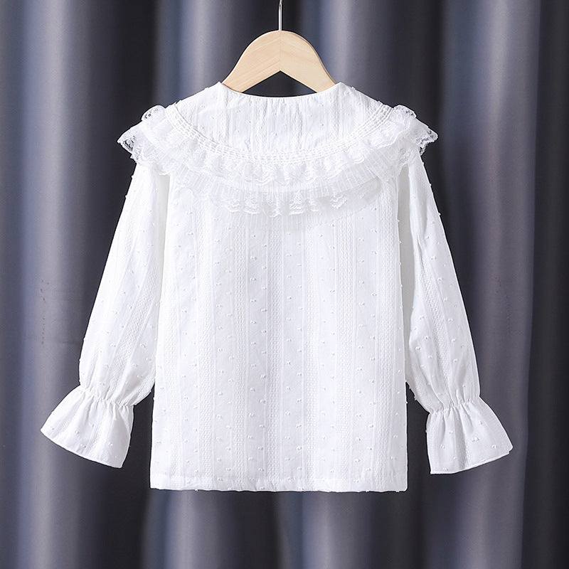 Mädchen Bluse mit voluminösem Rüschenkragen und feinen Stickereien Drune