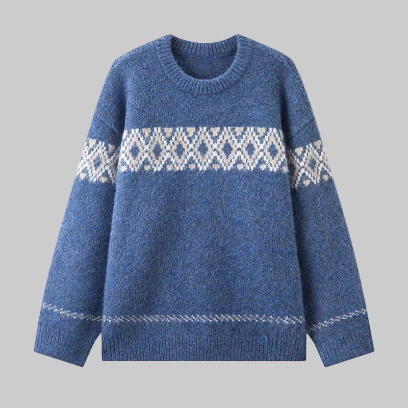 Damen nan Norwegerpullover aus Wollmix mit Rundhalsausschnitt und traditionellem Fair-Isle-Yoke Drune