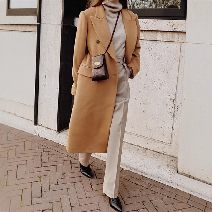 Drune | Revers Doppelreiher Slim Fit Einfarbiger Mantel