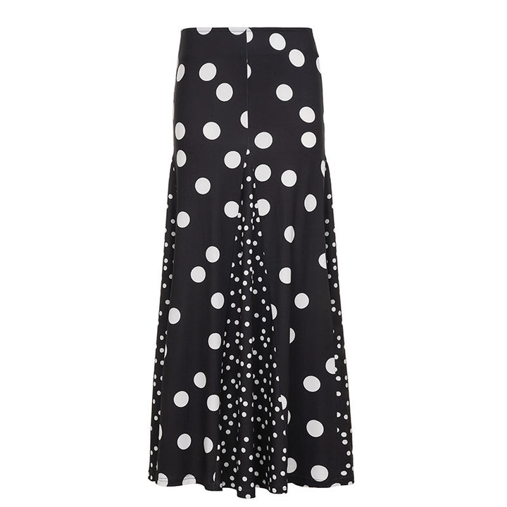 Damen Maxirock mit kontrastierendem Polka Dots Design und weitem Schnitt Drune