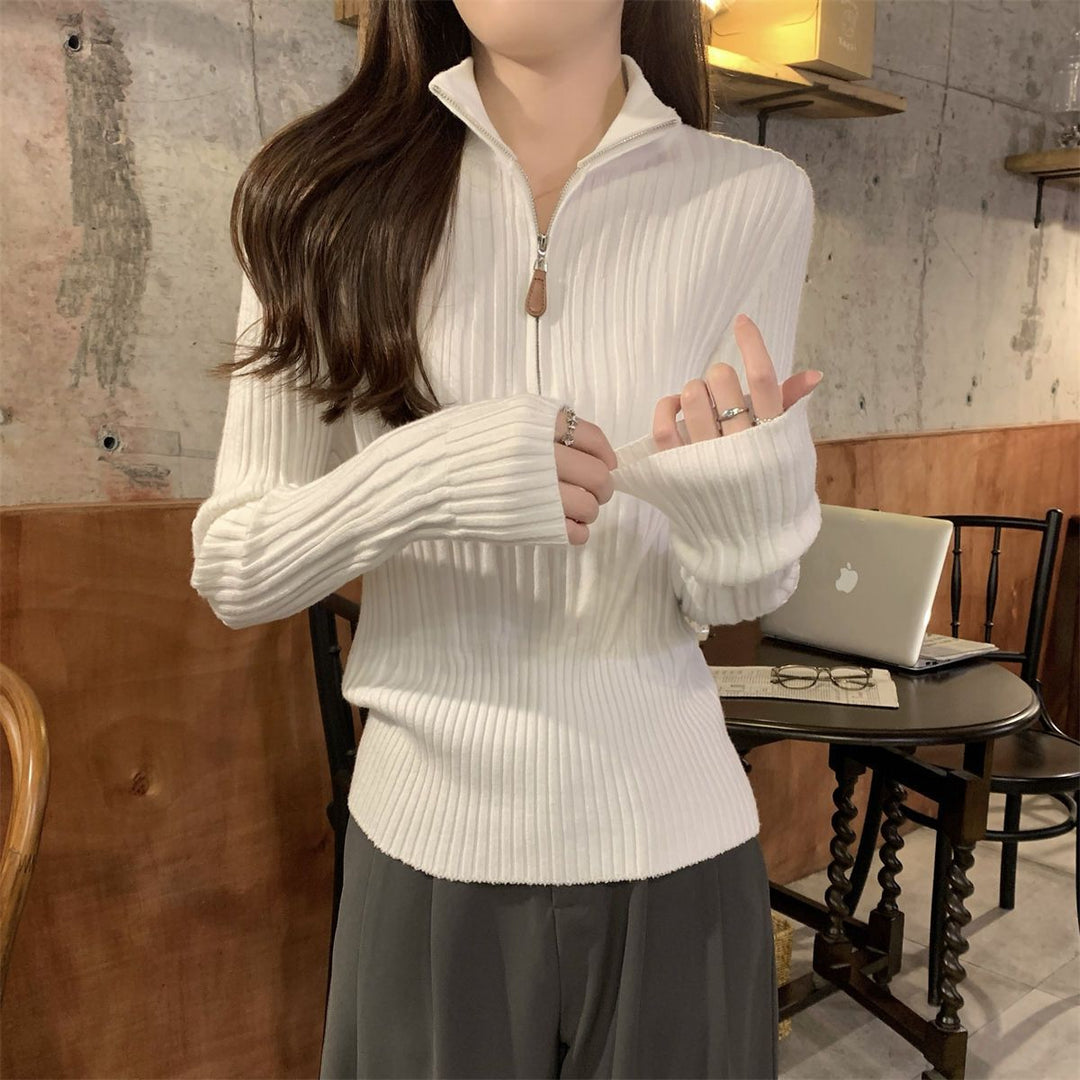 Damen elegant geschnittenes Sweatshirt mit Stehkragen Drune